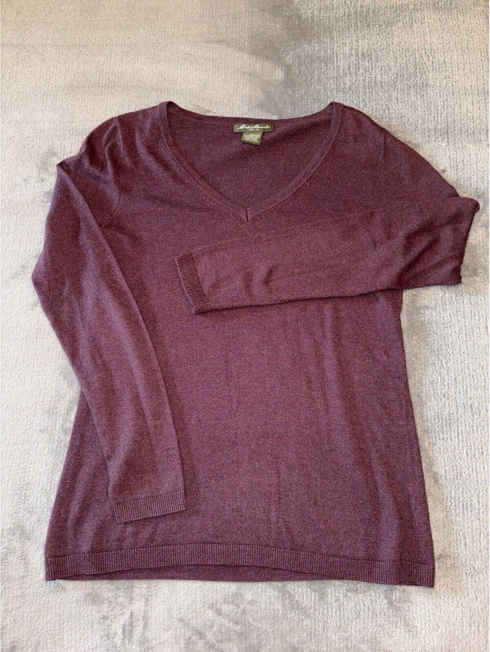 Eddie Bauer Sweater Women Cotton Blend V-Neck Long Sleeve Maroon - Size Medium